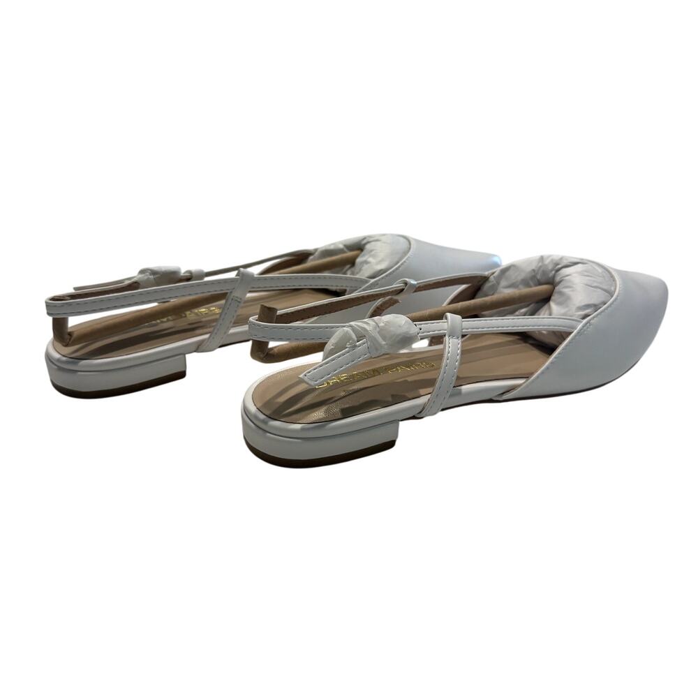 Dream Pairs Comfortable Pointed-Toe Slingback Flats in White, Size 7 - Picture 4 of 6
